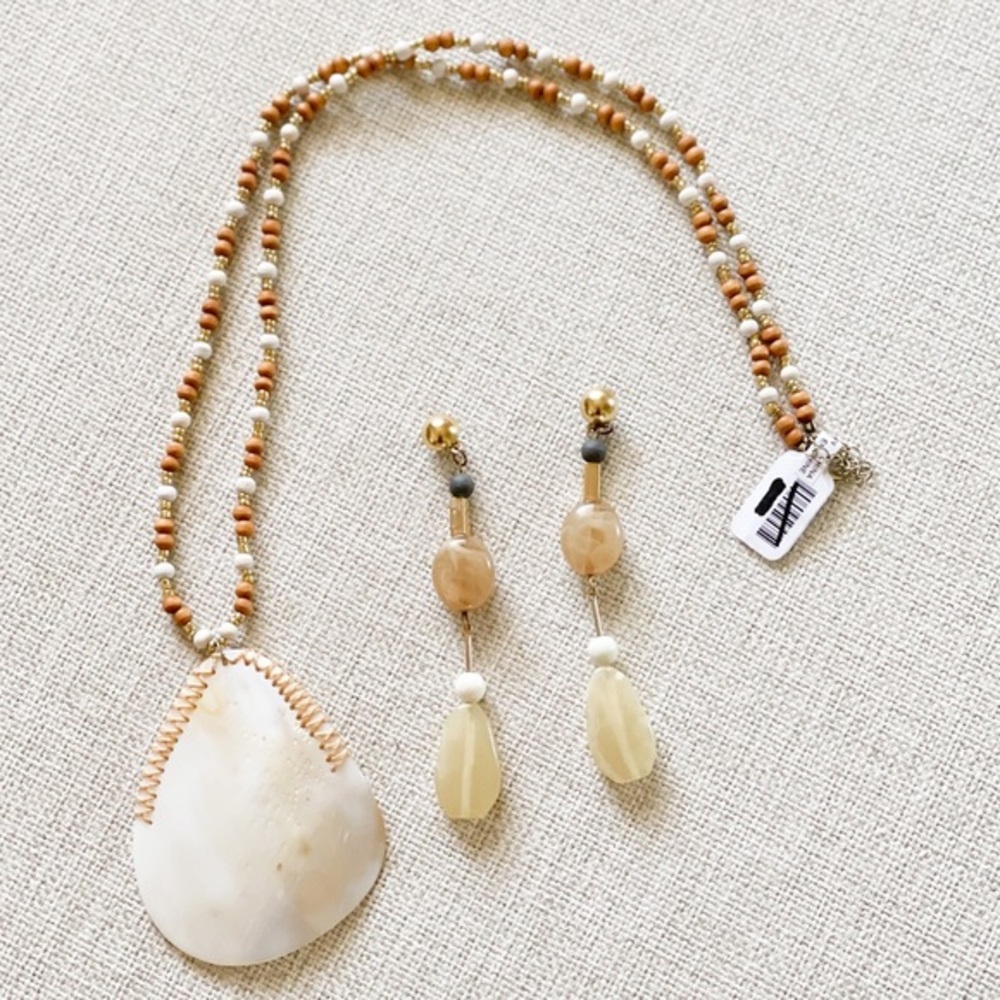 Stone Charm Drop Earring + necklace